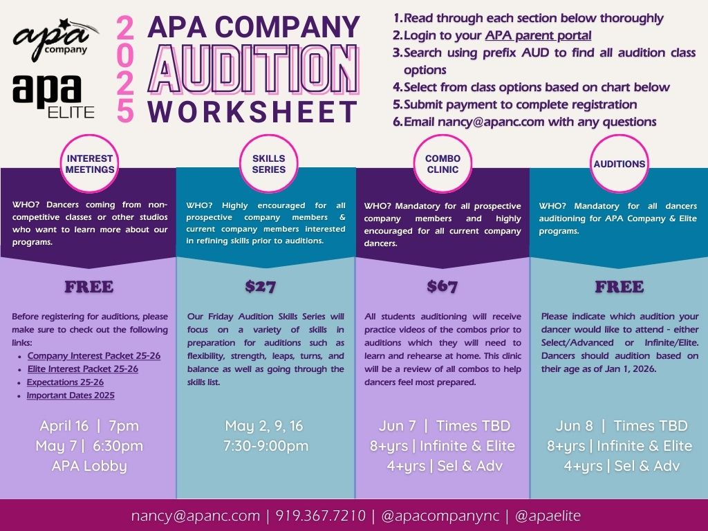 APA Company Audition Worksheet 2025