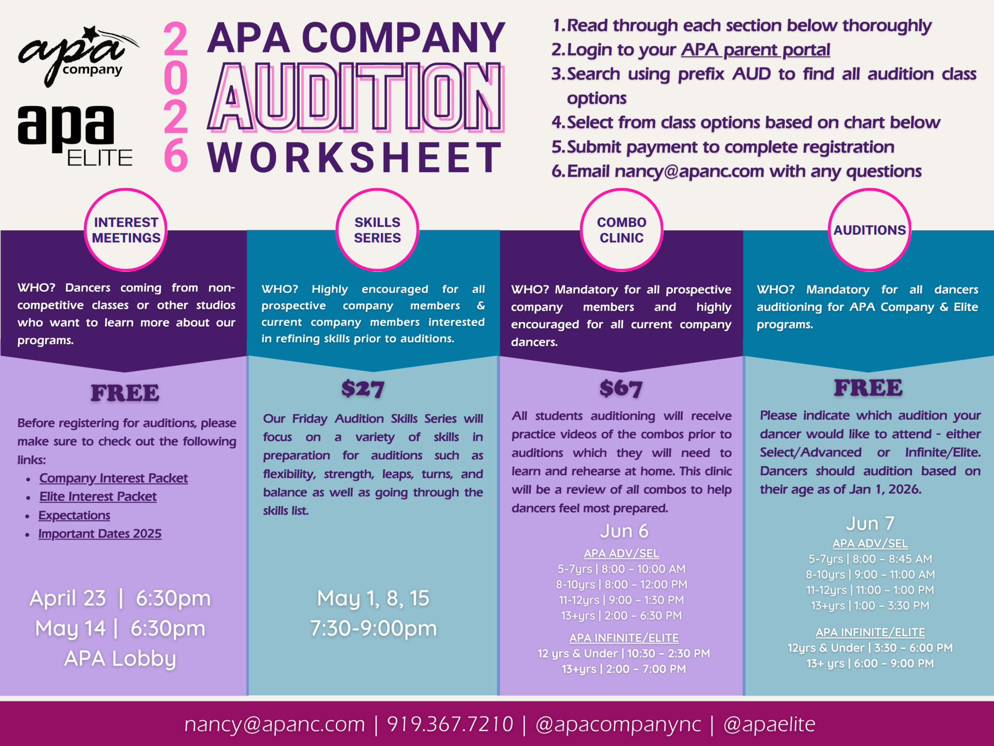 Copy of APA Company Audition Worksheet 2025